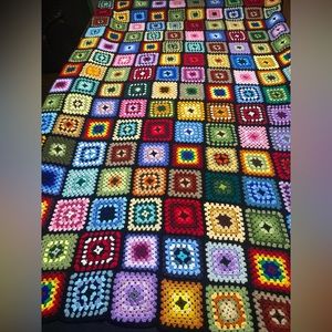 Twin Size Handmade Afghan Granny Square Vintage